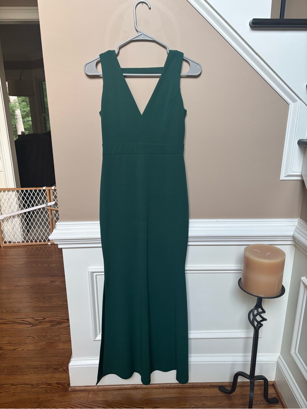 Sleeveless Deep V Emerald Green Women's Dress
